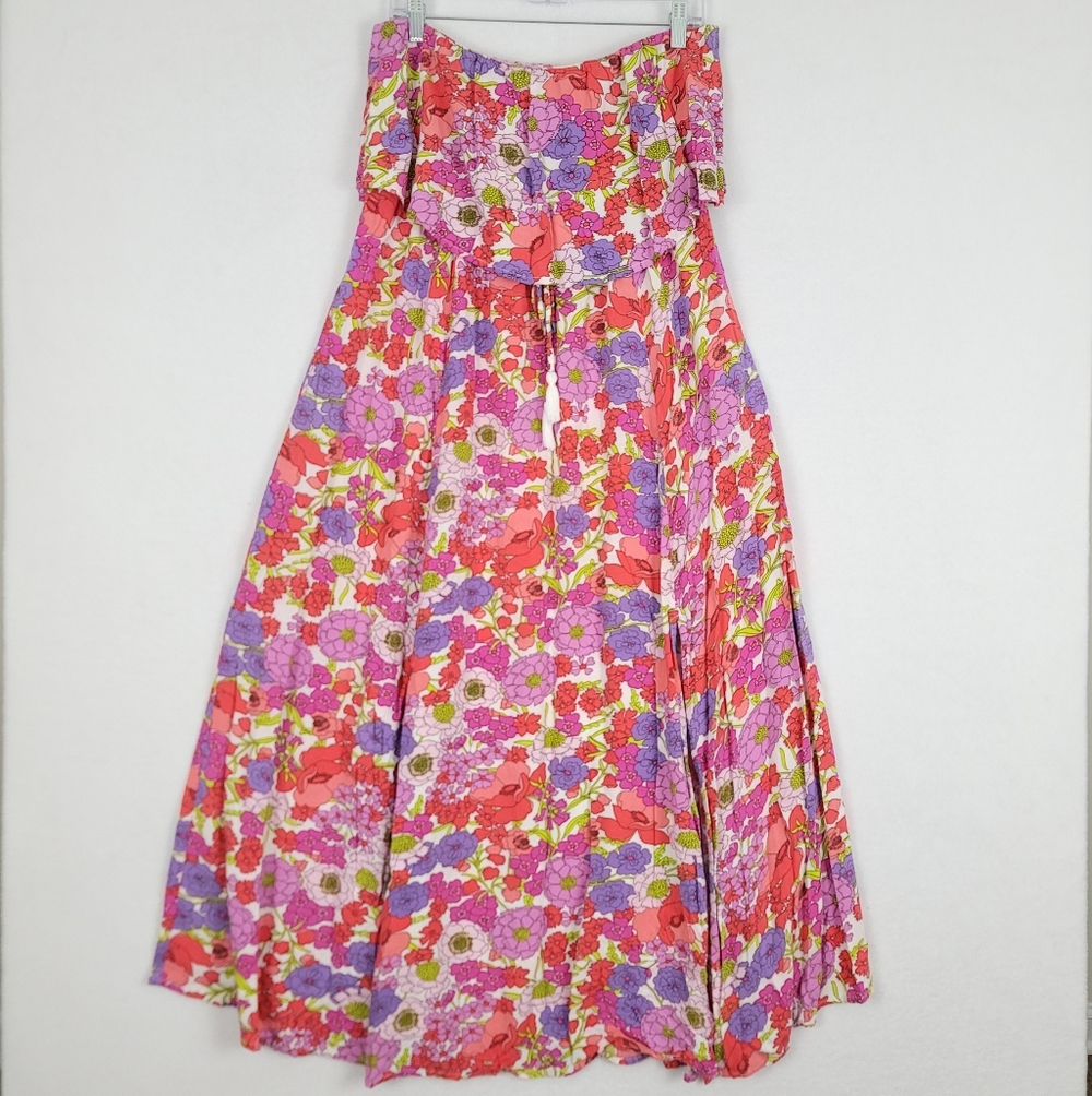 Japna XL Floral Maxi Sleeveless Dress Pink Purple Flowy Slit Spring Feminine